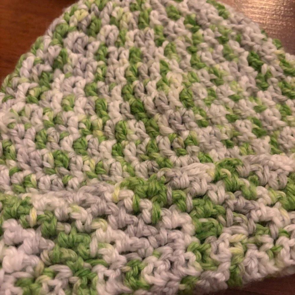 Handmade Green Grey Speckled Grover Crochet Beanie Hat‎ Kids Sesame Street